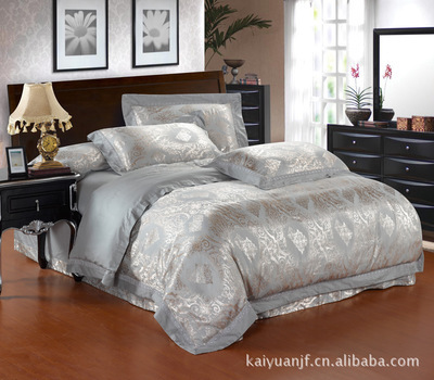 床上用品絲棉混織大提花鏤空四件套 婚慶田園風格的優雅選擇